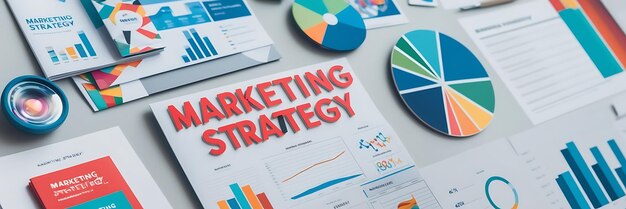 Photo marketing strategy business plan planning strategy teamwork concept top view