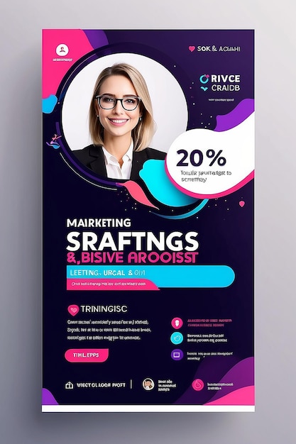 Marketingstrategieën live webinar banner uitnodiging en social media post sjabloon