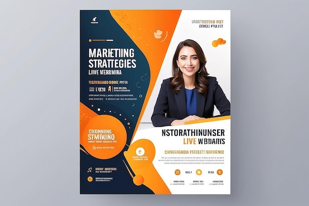 Marketingstrategieën live webinar banner uitnodiging en social media post sjabloon