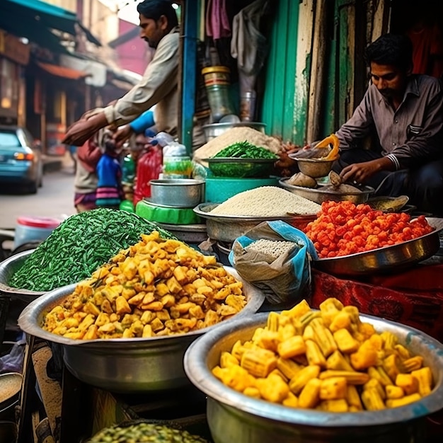 Markfotografie uit India toont een levendige en kleurrijke