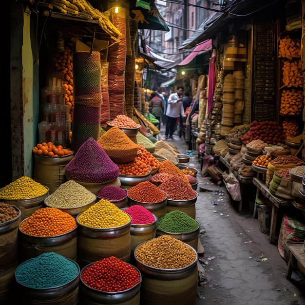 Markfotografie uit India toont een levendige en kleurrijke