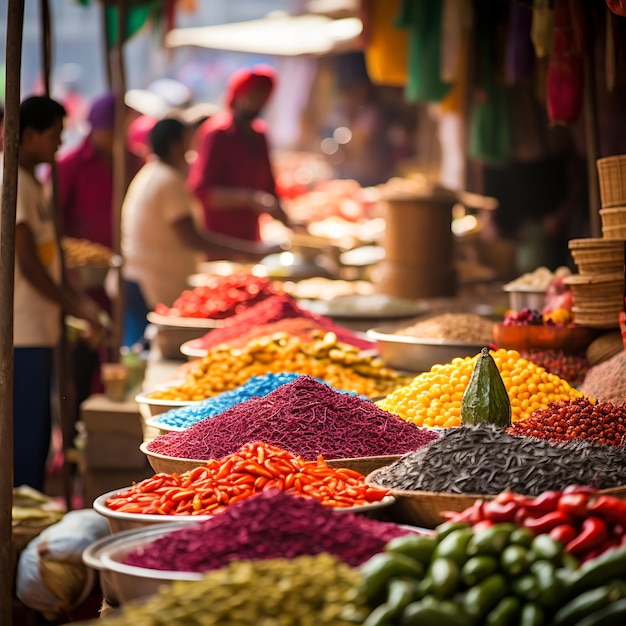 Markfotografie uit India toont een levendige en kleurrijke