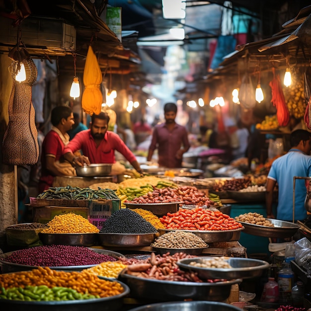 Markfotografie uit India toont een levendige en kleurrijke