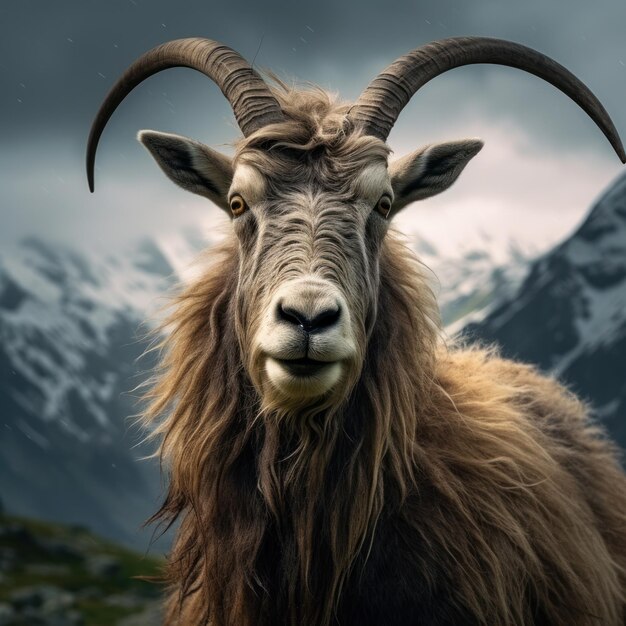 Markhor in its Natural Habitat Wildlife Photography Generative AI