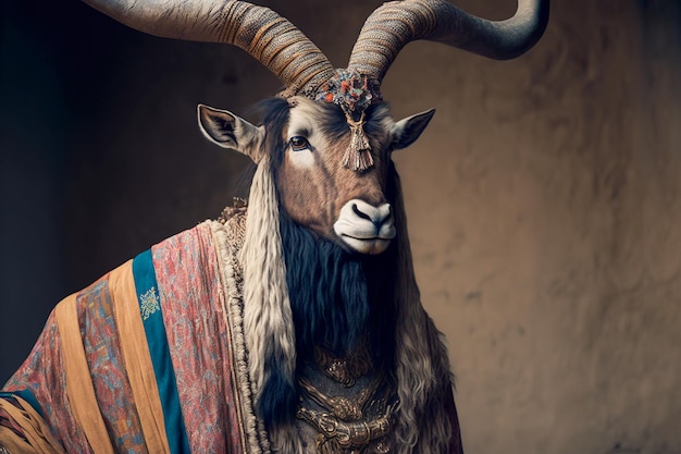 Markhor wearing Pakistan national dress Generative AI