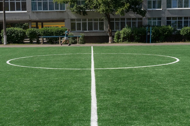 Marking on a modern stadium with artificial turf