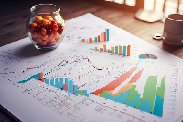 Marktbeleggingsconcept op de achtergrond van grafieken