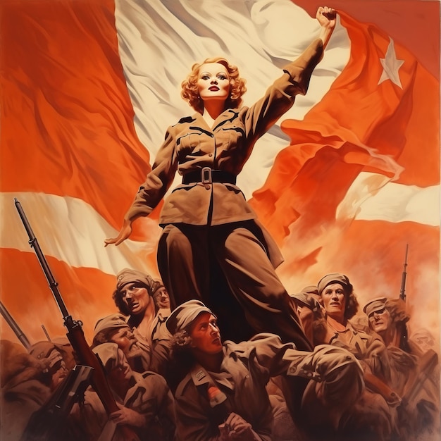 Marlene Dietrich A Symbol of Hope and Victory Guiding Free French Soldiers in a World War II Prop