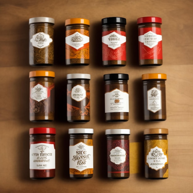 Marmelade Jam Chutney Fruit Preserves in potten