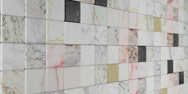 Marmeren blok Kleurrijke marmeren textuurmuur 3d illustratie