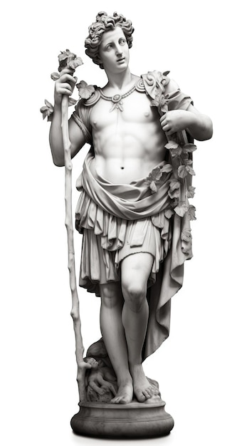 Marmeren standbeeld van David geïsoleerd op witte achtergrond AI gegenereerd