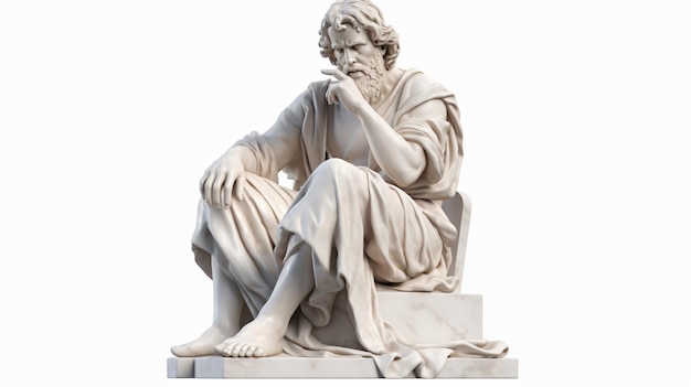 Marmeren standbeeld van een filosoof geïsoleerd op een doorzichtige achtergrond
