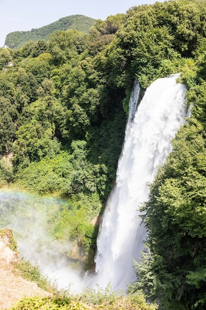 Marmore waterfall in Umbria region Italy Amazing cascade splashing into nature