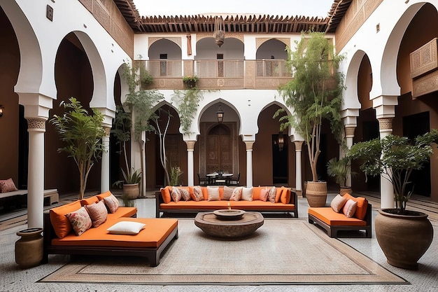 Marokkaanse Riad Courtyard Lounge Exotische Oase Escape