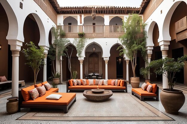 Marokkaanse Riad Courtyard Lounge Exotische Oase Escape