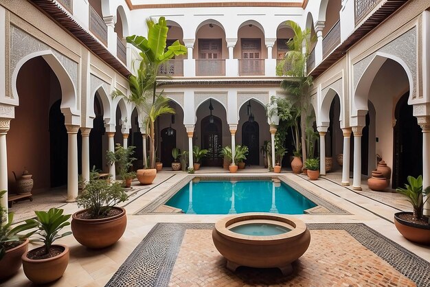 Foto marokkaanse riad courtyard