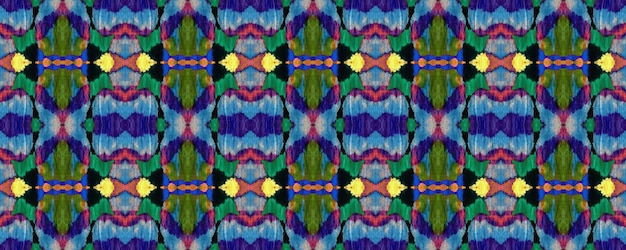 Marokko Retro Textuur. Zomer mozaïek achtergrond. Groen, blauw en geel levendig geometrisch badkledingpatroon. Etnisch naadloos patroon. Geo-Portugees Ikat Rapport. Aquarel etnisch ontwerp.