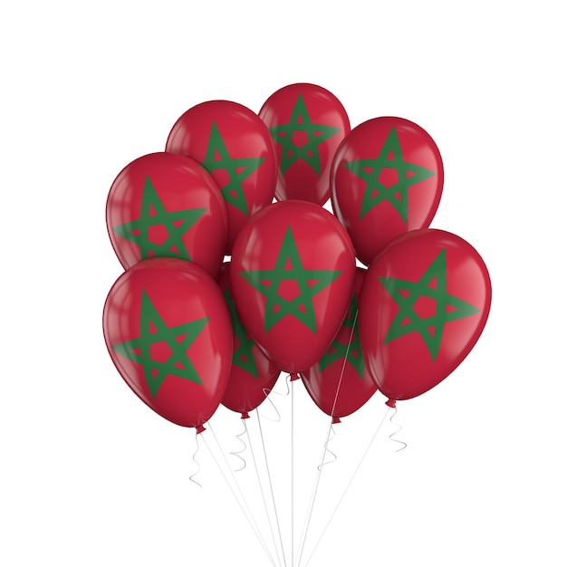 Foto marokko vlag bos ballonnen op string 3d rendering