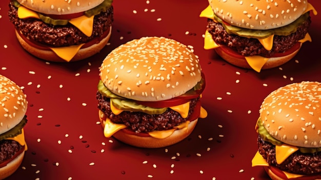 Maroon Background with hamburgers