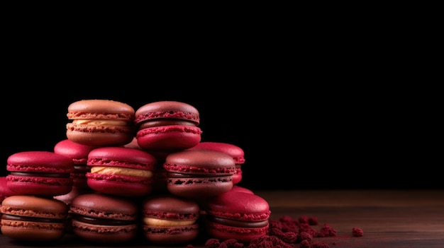 Maroon Background with macarons