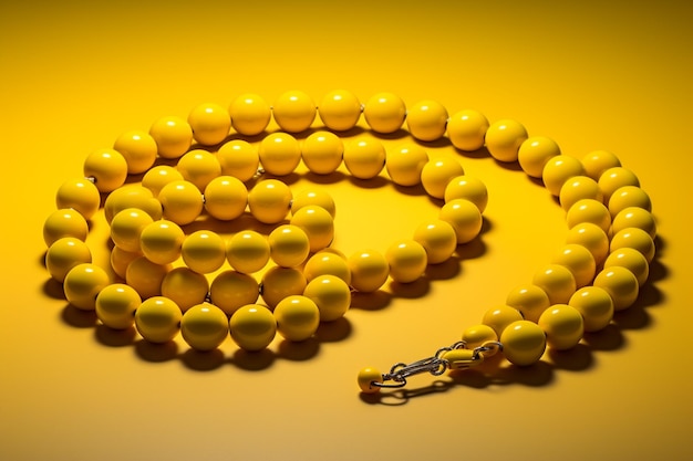 Maroon beads rosary with wooden crucifix on yellow