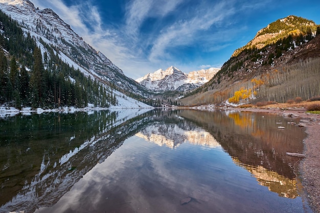 Maroon Bells en Maroon Lake-landschap