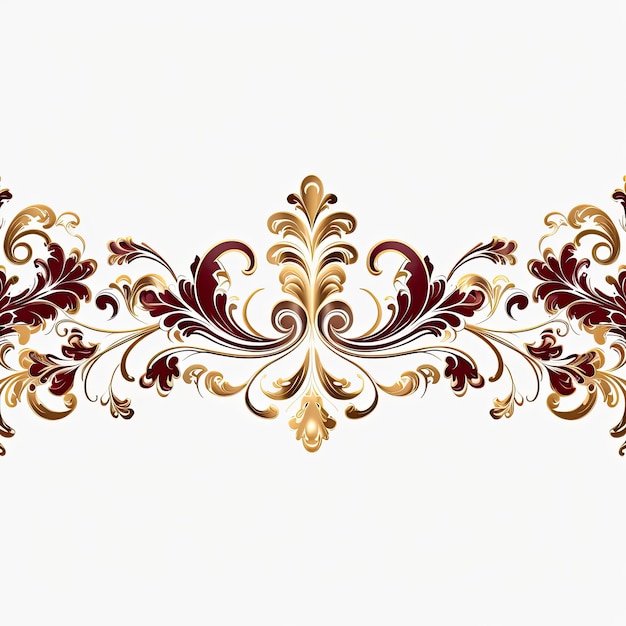 Maroon gold luxury decorative Filigree Elaborate on white Background AI Generated