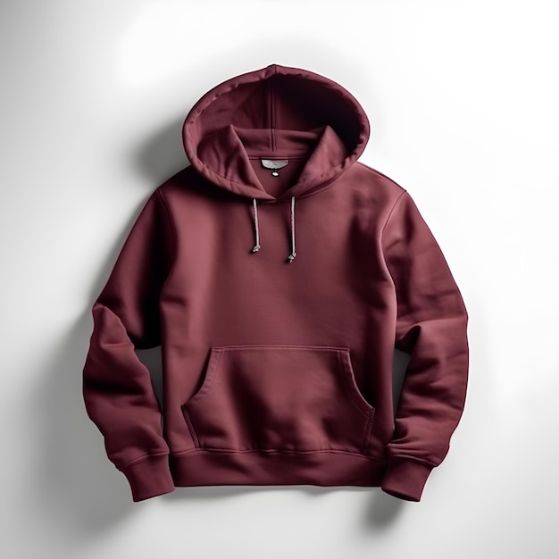 Maroon hoodie mockup on white background generative ai