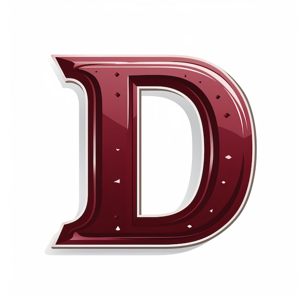 Foto maroon letter d design dettagli realistici con finitura lucida