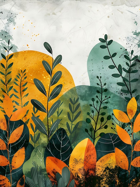 가시 가 있는 가지 들 과 잎 들 의 질감 을 가진 마로르 그림 트렌드 된 배경 장식