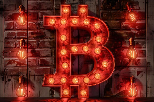 Marquee Wallpaper With a Bitcoin Design Illuminated by Ligh Illustration Crypto Trading Backgroundt