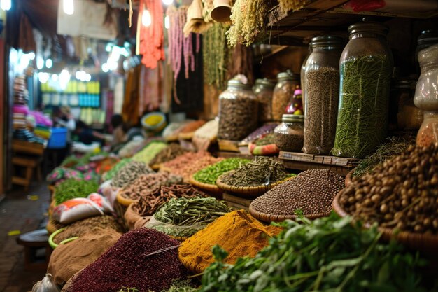 Photo marrakech marketplace vibrant culture and aromas of moroccos bustling souks