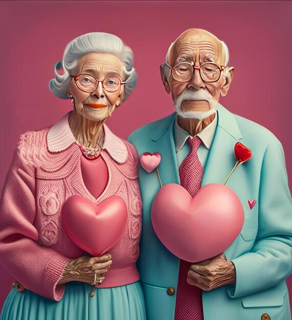 Photo a married couple of modern pensioners who are happy in love generative ai