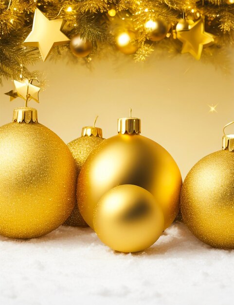 Marry Christmas golden balls background Generated Ai