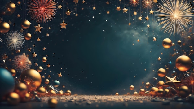 marry christmas and happy new year 2024 background illustration template copy space generative ai