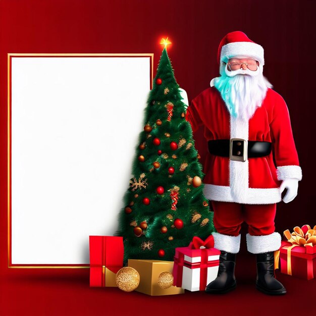 Marry christmas PosterFlyerBanner Free Photos and Background With christmas treesanta clausgift