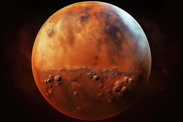 Mars in extremely high resolution the red planet with distinct surface details illustration