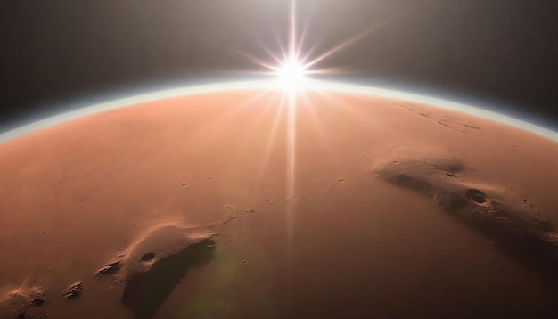 Photo mars high resolution image mars is a planet of the solar system sunrise with lens flare