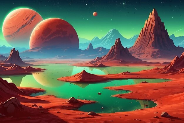 Photo mars landscape alien planet background