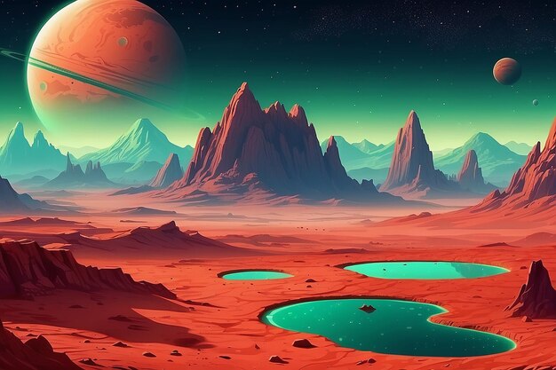 Mars landscape alien planet background