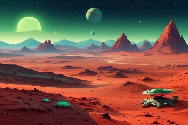 Photo mars landscape alien planet background