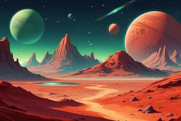 Mars landscape alien planet background