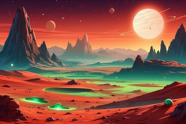 Photo mars landscape alien planet background