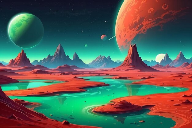 Photo mars landscape alien planet background