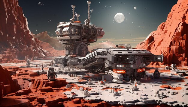 Mars lego play with futuristic space exploration