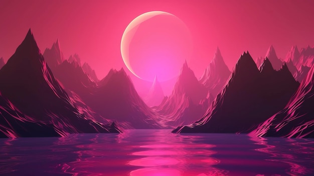 Mars purple space landscape with large planets on purple starry sky generate ai
