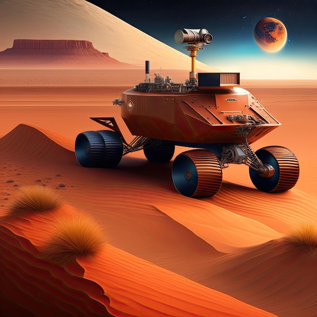 Mars rover exploring surface of Mars