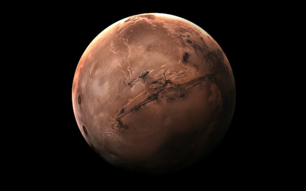 Mars in the space, 3D illustration. 