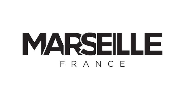 Фото Марсель на гербе франции. в дизайне используется векторная иллюстрация в геометрическом стиле с жирной типографикой в современном шрифте. графический слоган.