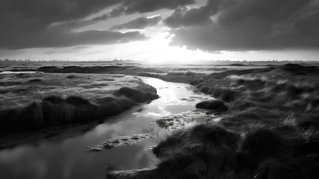 Marsh Coast An Artistic Black And White Photography Composition